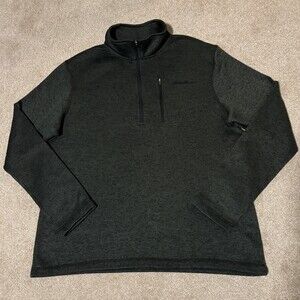 Eddie Bauer Mens XL 1/4 Zip Sweater Sweatshirt Mock Neck Pullover Pocket Green